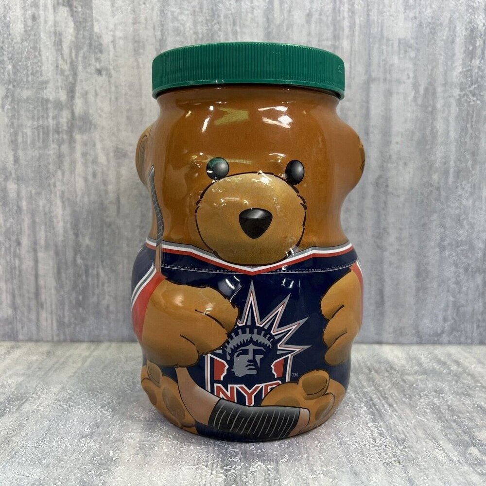 Kraft Peanut Butter Glass Coin Jar New York Rangers 2002 Piggy Bank